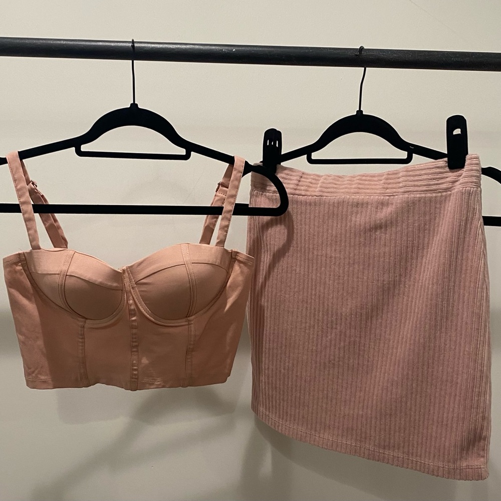 Duo Bralette Top w/Corduroy Mini